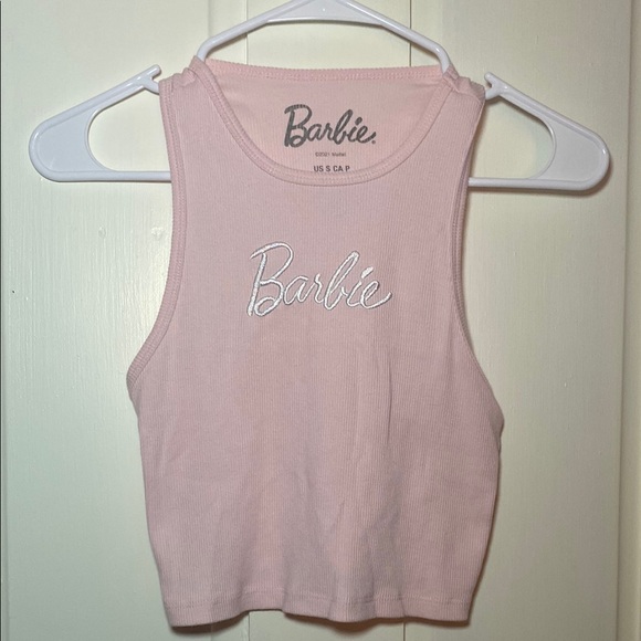 Barbie Pink Fitted Crop Tank Top - Picture 1 of 3